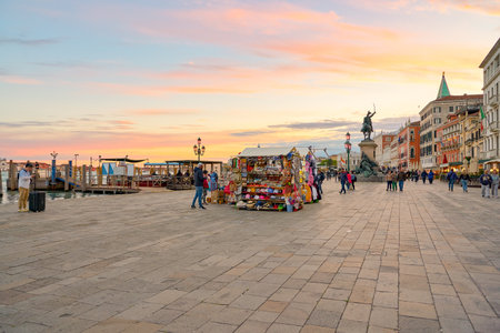 VENICE, ITALY - CIRCA MAY, 2019: urban landscape of Venice in the evening.のeditorial素材