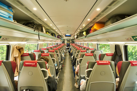 VERONA, ITALY - CIRCA MAY, 2019: interior shot of italo train.