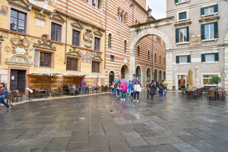 VERONA, ITALY - CIRCA MAY, 2019: a view of a street located in Verona, Italy.のeditorial素材
