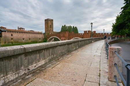 VERONA, ITALY - CIRCA MAY, 2019: Verona urban landscape in the daytime.のeditorial素材