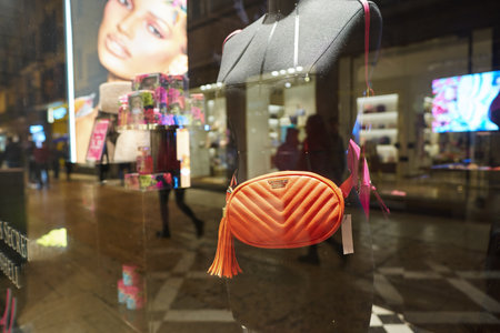 VERONA, ITALY - CIRCA MAY, 2019: close up shot of display window at Victoria's Secret store in...
