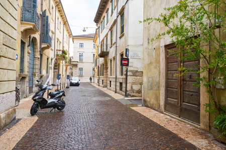 VERONA, ITALY - CIRCA MAY, 2019: a view of a street located in Verona, Italy.のeditorial素材