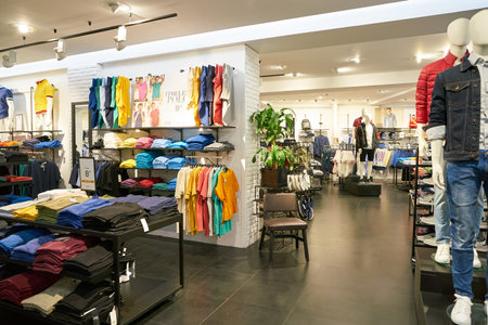 VERONA, ITALY - CIRCA MAY, 2019: interior shot of OVS store in Verona.のeditorial素材