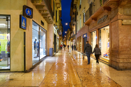 VERONA, ITALY - CIRCA MAY, 2019: a view of a street located in Verona, Italy.のeditorial素材