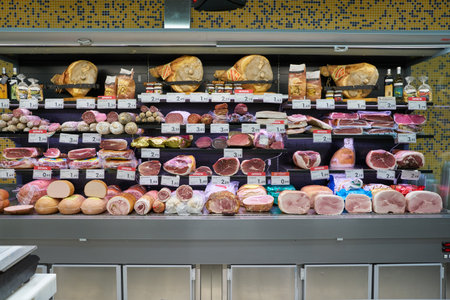 VERONA, ITALY - CIRCA MAY, 2019: interior shot of Pam supermarket in Verona.のeditorial素材