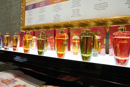 VERONA, ITALY - CIRCA MAY, 2019: perfumes on display at The Merchant of Venice store in Verona.のeditorial素材