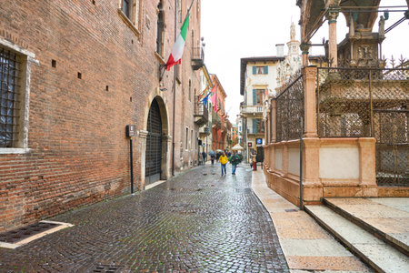 VERONA, ITALY - CIRCA MAY, 2019: a view of a street located in Verona, Italy.のeditorial素材