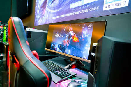 SHENZHEN, CHINA - CIRCA APRIL, 2019: interior shot of Asus ROG Store in Shenzhen. Republic of Gamers...