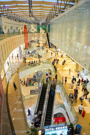 SHENZHEN, CHINA - CIRCA APRIL, 2019: interior shot of a shopping mall in Shenzhenのeditorial素材
