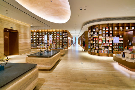 SHENZHEN, CHINA - APRIL 15, 2019: interior shot of YAN BookStore at the MixC Shenzhen Bay shopping...