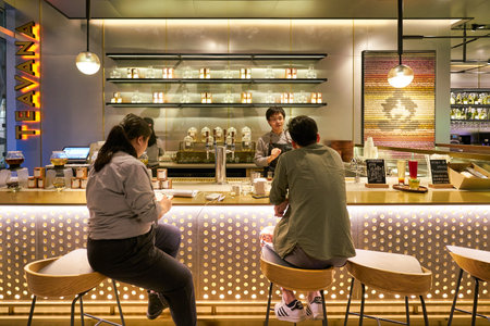 SHENZHEN, CHINA - CIRCA APRIL, 2019: interior shot of Starbucks Reserve Bar in Shenzhen. Starbucks...