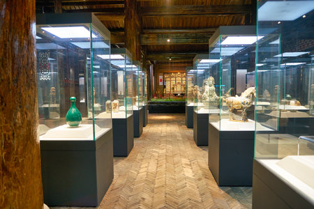 SHENZHEN, CHINA - CIRCA APRIL, 2019: exhibits on display in Gankeng Hakka Town in Shenzhen. Gankeng Hakka Town is a tourist attraction by OCT Group.のeditorial素材