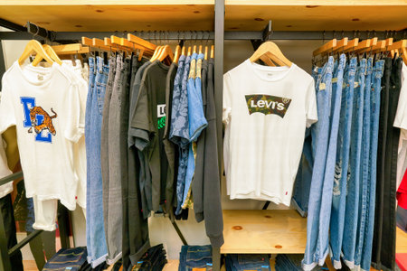 SHENZHEN, CHINA - CIRCA APRIL, 2019: interior shot of Levi's store at a shopping mall in Shenzhen.のeditorial素材