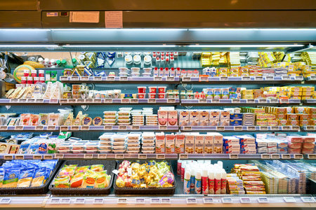 SHENZHEN, CHINA - CIRCA APRIL, 2019: interior shot of Ole' supermarket in MixC Shenzhen Bay shopping mall.のeditorial素材