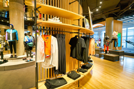 SHENZHEN, CHINA - CIRCA APRIL, 2019: interior shot of Nike store in Shenzhen.
