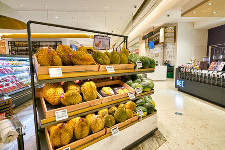 SHENZHEN, CHINA - CIRCA APRIL, 2019: interior shot of Ole' supermarket in MixC Shenzhen Bay shopping mall.のeditorial素材