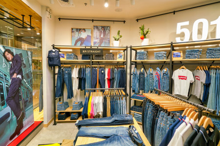 SHENZHEN, CHINA - CIRCA APRIL, 2019: interior shot of Levi's store at a shopping mall in Shenzhen.