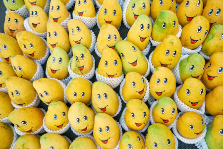 SHENZHEN, CHINA - CIRCA APRIL, 2019: mangos on display at Walmart store in Shenzhen, China.のeditorial素材