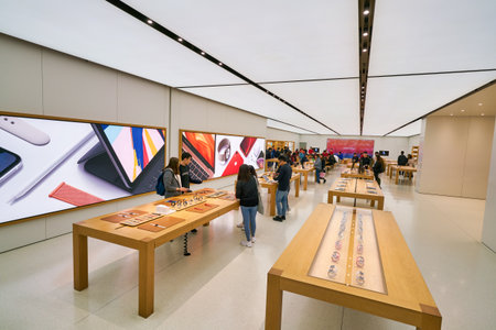 HONG KONG, CHINA - CIRCA JANUARY, 2019: interior shot of Apple store in Hong Kong.のeditorial素材