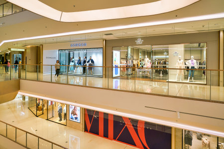 SHENZHEN, CHINA - APRIL 15, 2019: interior shot of MixC Shenzhen Bay shopping mall.のeditorial素材