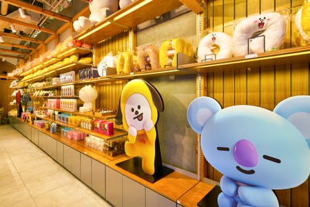 SHENZHEN, CHINA - APRIL 09, 2019: interior shot of Line Friends Store at Coastal City shopping mall.のeditorial素材