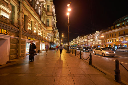 SAINT PETERSBURG, RUSSIA - CIRCA AUGUST, 2017: Saint Petersburg urban landscape in the nighttime.のeditorial素材