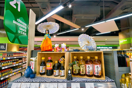 SHENZHEN, CHINA - CIRCA APRIL, 2019: food products on display at a store in Shenzhenのeditorial素材