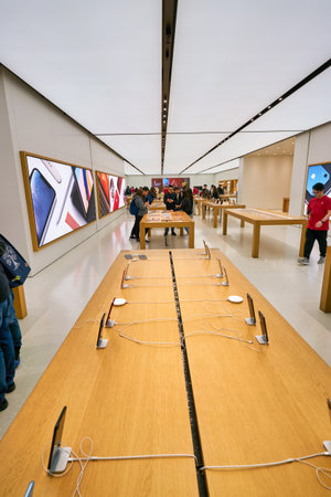 HONG KONG, CHINA - CIRCA JANUARY, 2019: interior shot of Apple store in Hong Kong.のeditorial素材