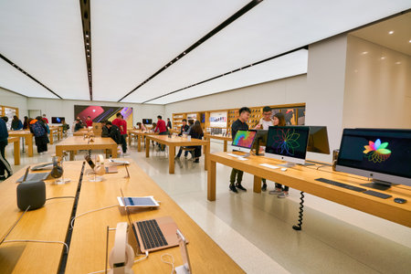 HONG KONG, CHINA - CIRCA JANUARY, 2019: interior shot of Apple store in Hong Kong.のeditorial素材