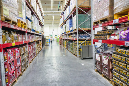 SHENZHEN, CHINA - APRIL 22, 2019: interior shot of Sam's Club store in Shenzhen. Sam's Club is an American chain of membership-only retail warehouse clubs owned and operated by Walmart Inc.のeditorial素材