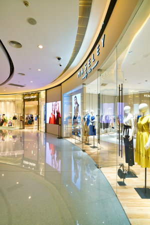 SHENZHEN, CHINA - CIRCA APRIL, 2019: storefront of Maseley clothes shop at a shopping mall in Shenzhen.のeditorial素材