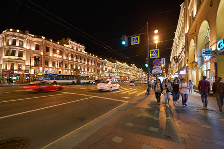 SAINT PETERSBURG, RUSSIA - CIRCA AUGUST, 2017: Saint Petersburg urban landscape in the nighttime.のeditorial素材