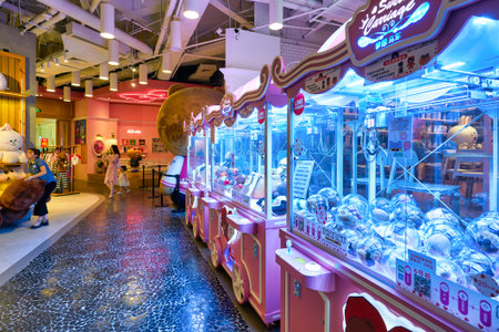 SHENZHEN, CHINA - APRIL 09, 2019: interior shot of Line Friends Store at Coastal City shopping mall.