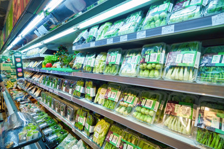 SHENZHEN, CHINA - CIRCA APRIL, 2019: interior shot of Carrefour Le Marche supermarket in Shenzhen.のeditorial素材
