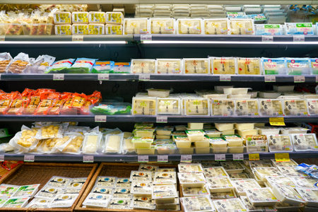 SHENZHEN, CHINA - CIRCA APRIL, 2019: food on display at JUSCO store in Shenzhen.のeditorial素材