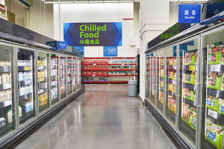 SHENZHEN, CHINA - APRIL 22, 2019: interior shot of Sam's Club store in Shenzhen. Sam's Club is an American chain of membership-only retail warehouse clubs owned and operated by Walmart Inc.のeditorial素材
