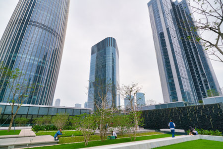 SHENZHEN, CHINA - CIRCA APRIL, 2019: view from roof of MixC Shenzhen Bay shopping mall.