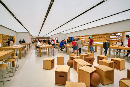 HONG KONG, CHINA - CIRCA JANUARY, 2019: interior shot of Apple store in Hong Kong.のeditorial素材