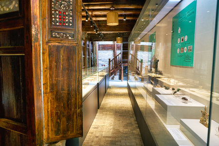 SHENZHEN, CHINA - CIRCA APRIL, 2019: exhibits on display in Gankeng Hakka Town in Shenzhen. Gankeng Hakka Town is a tourist attraction by OCT Group.のeditorial素材