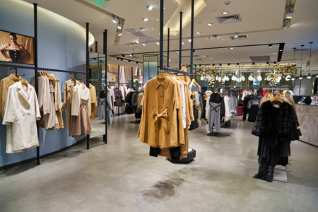 SHENZHEN, CHINA - CIRCA NOVEMBER, 2019: clothing on display at Vero Moda store in Wongtee Plaza...