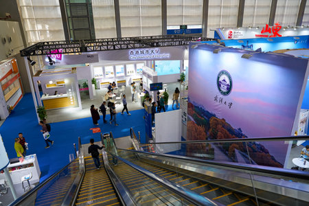 SHENZHEN, CHINA - CIRCA NOVEMBER, 2019: interior shot of China Hi-Tech Fair 2019 at Shenzhen Convention & Exhibition Center.のeditorial素材