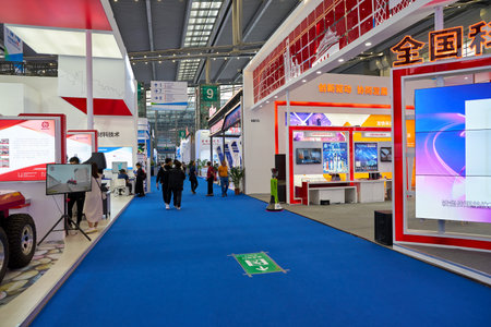 SHENZHEN, CHINA - CIRCA NOVEMBER, 2019: interior shot of China Hi-Tech Fair 2019 at Shenzhen Convention & Exhibition Center.のeditorial素材