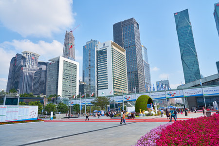 SHENZHEN, CHINA - CIRCA NOVEMBER, 2019: Shenzhen urban landscape in the daytime
