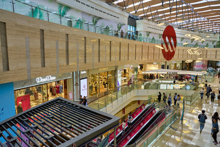 SHENZHEN, CHINA - CIRCA NOVEMBER, 2019: interior shot of Wongtee Plaza shopping mall in Shenzhenのeditorial素材
