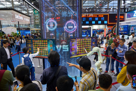 SHENZHEN, CHINA - CIRCA NOVEMBER, 2019: ZTE space at China Hi-Tech Fair 2019 at Shenzhen Convention...
