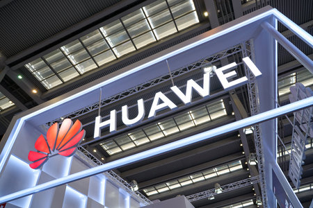 SHENZHEN, CHINA - CIRCA NOVEMBER, 2019: Huawei brand seen at China Hi-Tech Fair 2019 in Shenzhen...