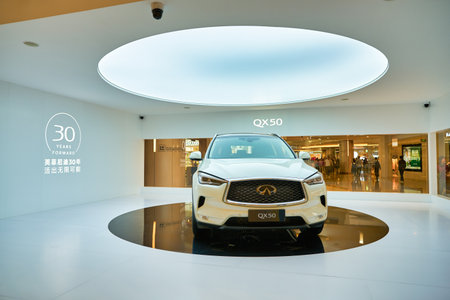 SHENZHEN, CHINA - CIRCA NOVEMBER, 2019: a compact luxury crossover Infiniti QX50 on display at...