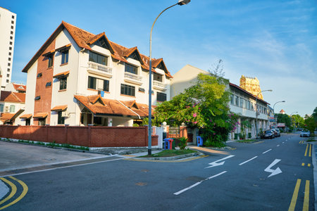 SINGAPORE - CIRCA APRIL, 2019: view of a street located in Singapore.のeditorial素材