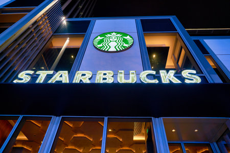 SHENZHEN, CHINA - CIRCA JANUARY  2019: exterior of Starbucks in Shenzhen.