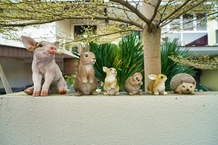 SINGAPORE - CIRCA APRIL, 2019: figures of animals as seen on a wall in Singapore.